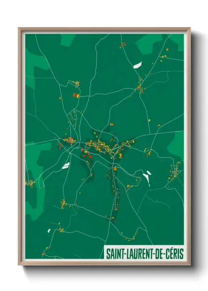 Une affiche de carte sur Saint-Laurent-de-Céris