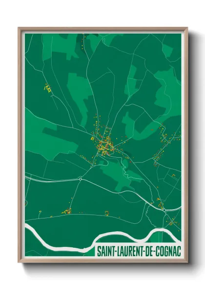 Une affiche de carte sur Saint-Laurent-de-Cognac