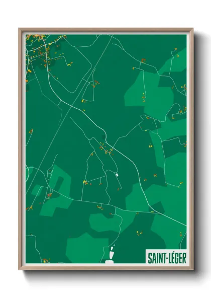 Une affiche de carte sur Saint-Léger