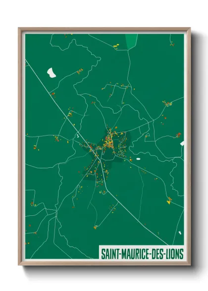 Une affiche de carte sur Saint-Maurice-des-Lions