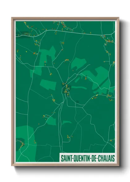 Une affiche de carte sur Saint-Quentin-de-Chalais