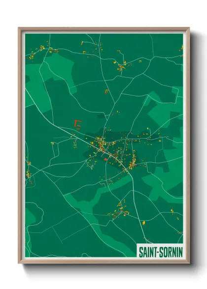 Une affiche de carte sur Saint-Sornin