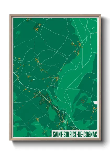 Une affiche de carte sur Saint-Sulpice-de-Cognac