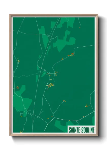 Une affiche de carte sur Sainte-Souline