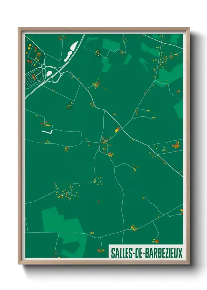 Une affiche de carte sur Salles-de-Barbezieux