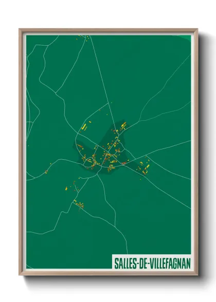 Une affiche de carte sur Salles-de-Villefagnan