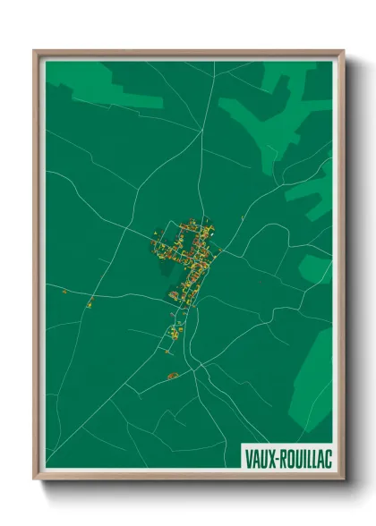 Une affiche de carte sur Vaux-Rouillac