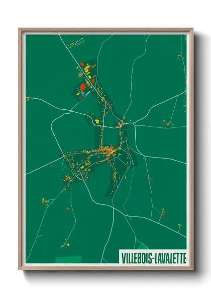 Une affiche de carte sur Villebois-Lavalette