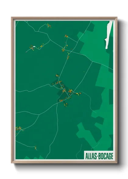 Une affiche de carte sur Allas-Bocage