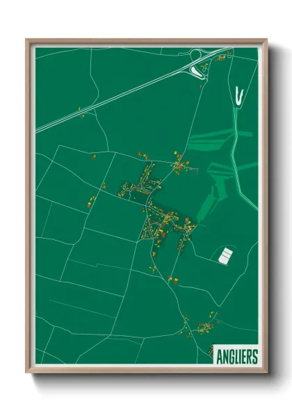 Une affiche de carte sur Angliers