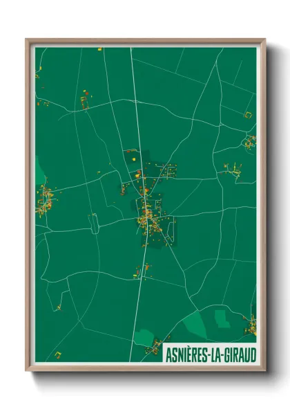 Une affiche de carte sur Asnières-la-Giraud