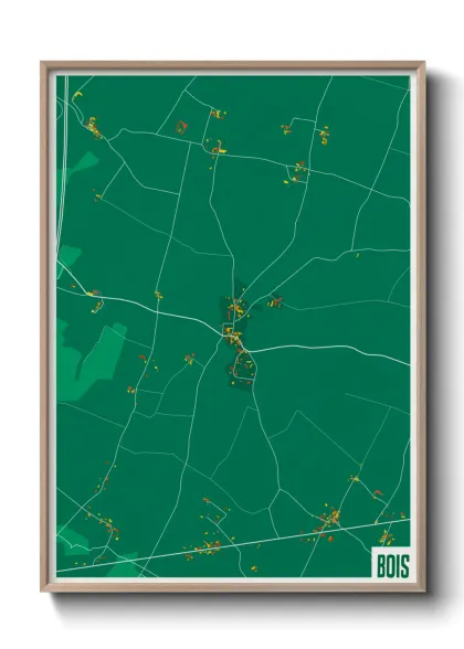 Une affiche de carte sur Bois