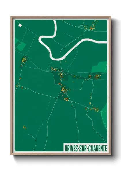 Une affiche de carte sur Brives-sur-Charente