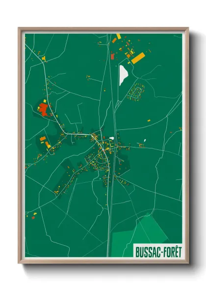 Une affiche de carte sur Bussac-Forêt