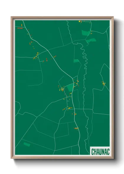Une affiche de carte sur Chaunac