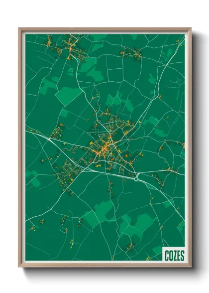 Une affiche de carte sur Cozes