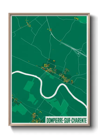 Une affiche de carte sur Dompierre-sur-Charente