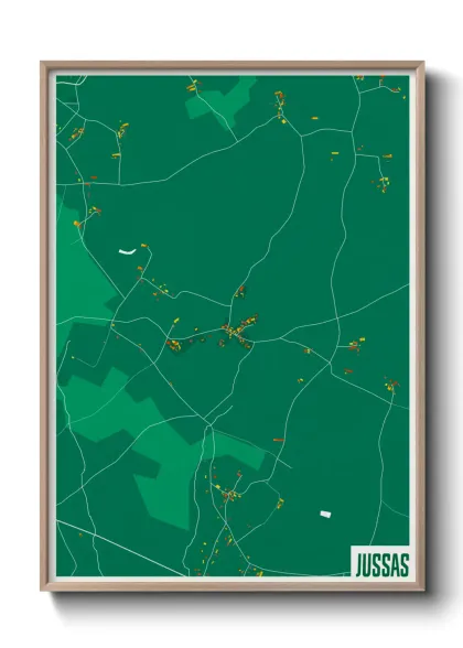 Une affiche de carte sur Jussas