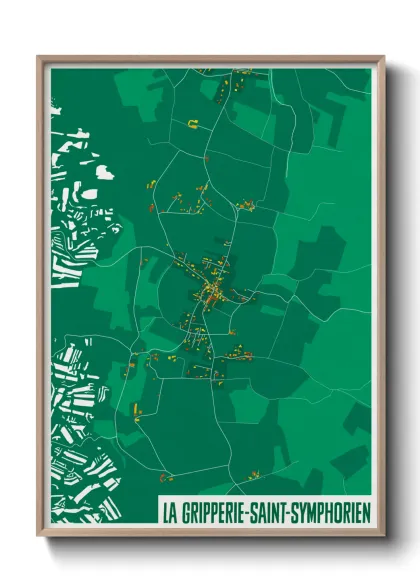 Une affiche de carte sur La Gripperie-Saint-Symphorien