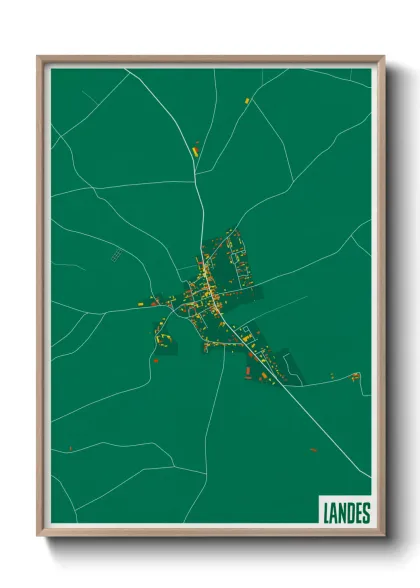 Une affiche de carte sur Landes
