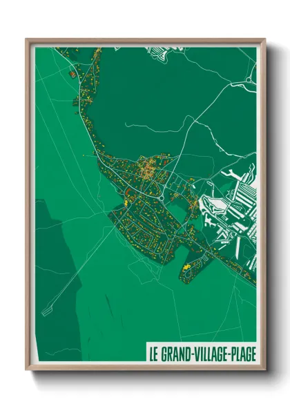 Une affiche de carte sur Le Grand-Village-Plage
