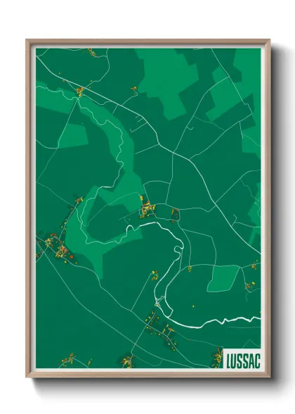 Une affiche de carte sur Lussac