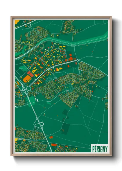 Une affiche de carte sur Périgny