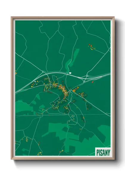 Une affiche de carte sur Pisany