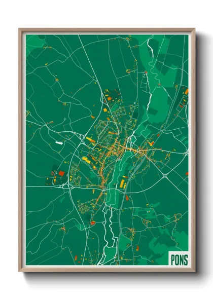 Une affiche de carte sur Pons
