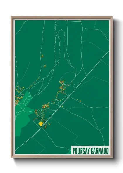 Une affiche de carte sur Poursay-Garnaud