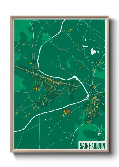 Une affiche de carte sur Saint-Aigulin
