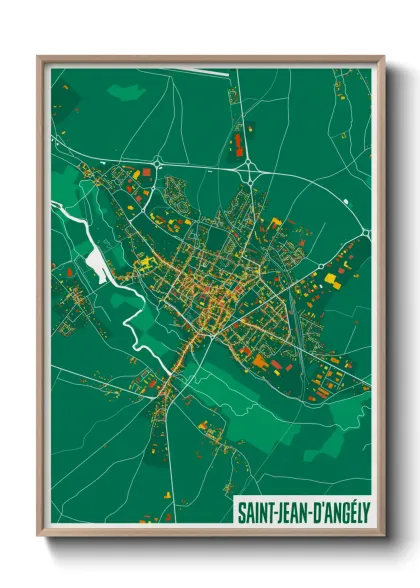 Une affiche de carte sur Saint-Jean-d'Angély
