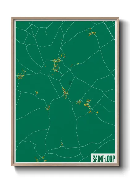 Une affiche de carte sur Saint-Loup
