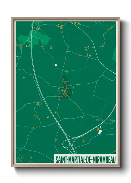 Une affiche de carte sur Saint-Martial-de-Mirambeau