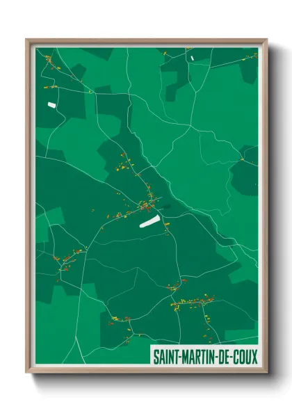 Une affiche de carte sur Saint-Martin-de-Coux