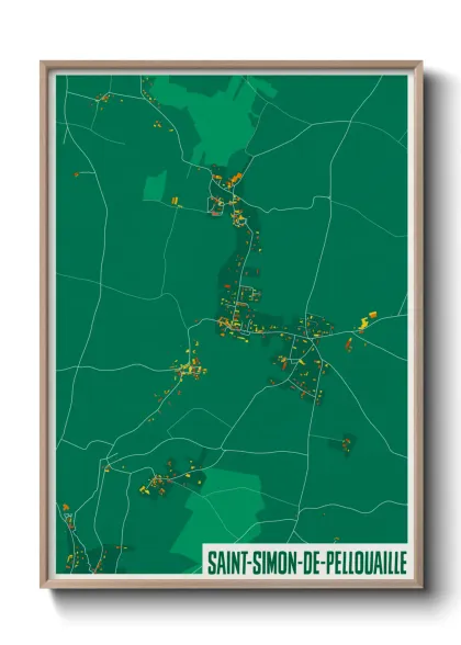 Une affiche de carte sur Saint-Simon-de-Pellouaille