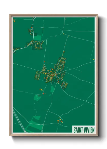 Une affiche de carte sur Saint-Vivien