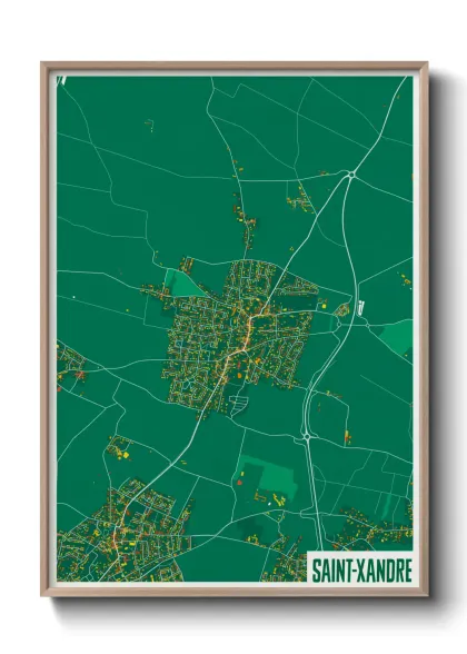 Une affiche de carte sur Saint-Xandre