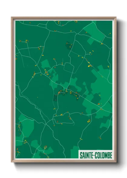 Une affiche de carte sur Sainte-Colombe