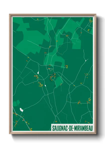 Une affiche de carte sur Salignac-de-Mirambeau