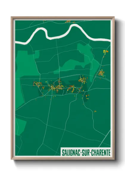 Une affiche de carte sur Salignac-sur-Charente