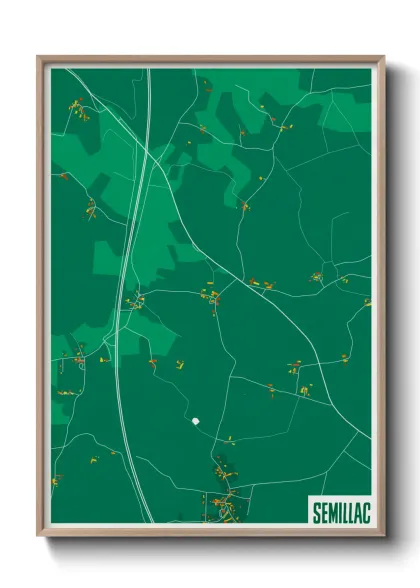 Une affiche de carte sur Semillac