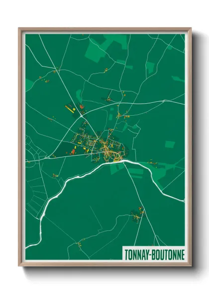 Une affiche de carte sur Tonnay-Boutonne