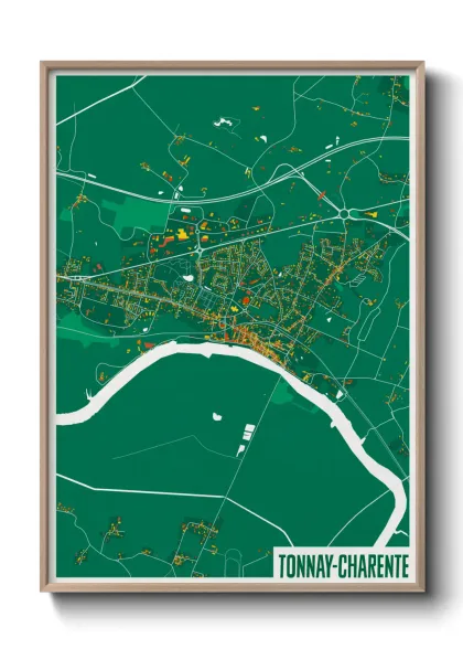Une affiche de carte sur Tonnay-Charente