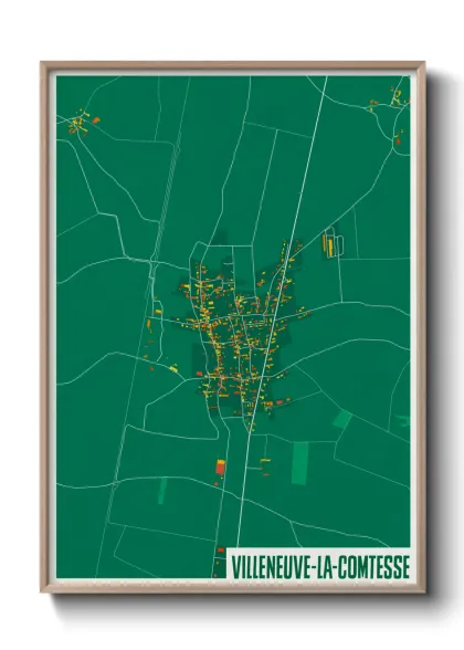 Une affiche de carte sur Villeneuve-la-Comtesse