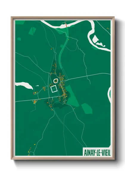 Une affiche de carte sur Ainay-le-Vieil
