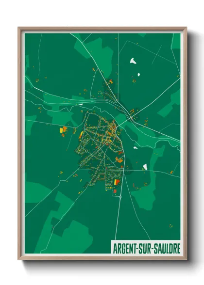 Une affiche de carte sur Argent-sur-Sauldre