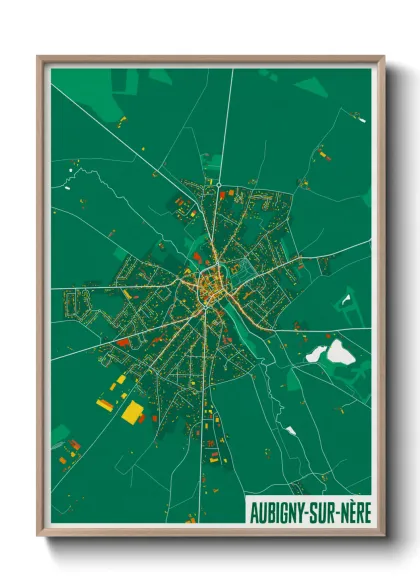 Une affiche de carte sur Aubigny-sur-Nère