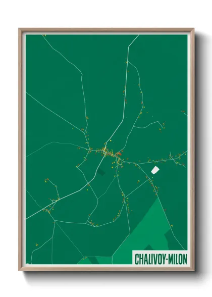 Une affiche de carte sur Chalivoy-Milon