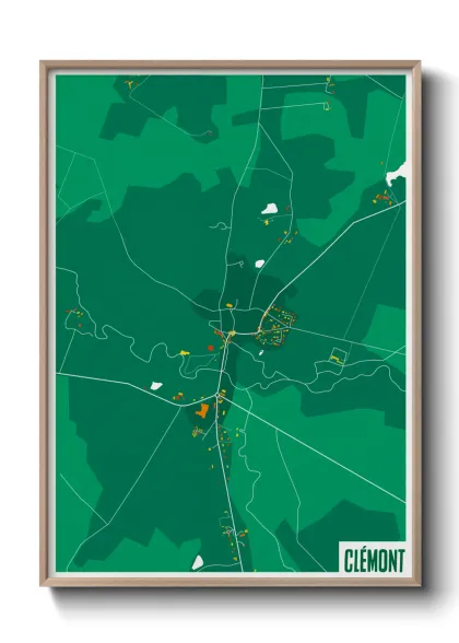 Une affiche de carte sur Clémont